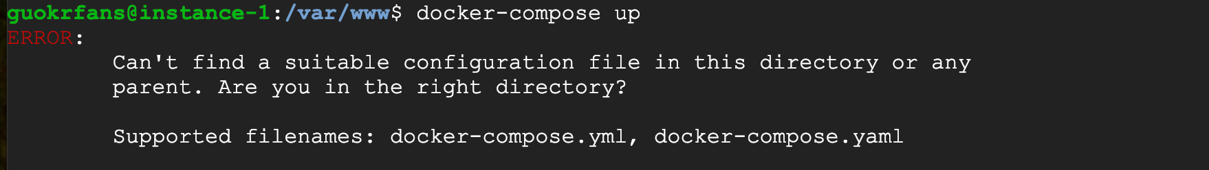 Featured image of post 2019-1-22 Docker "Can't find a suitable configuration file" Solution