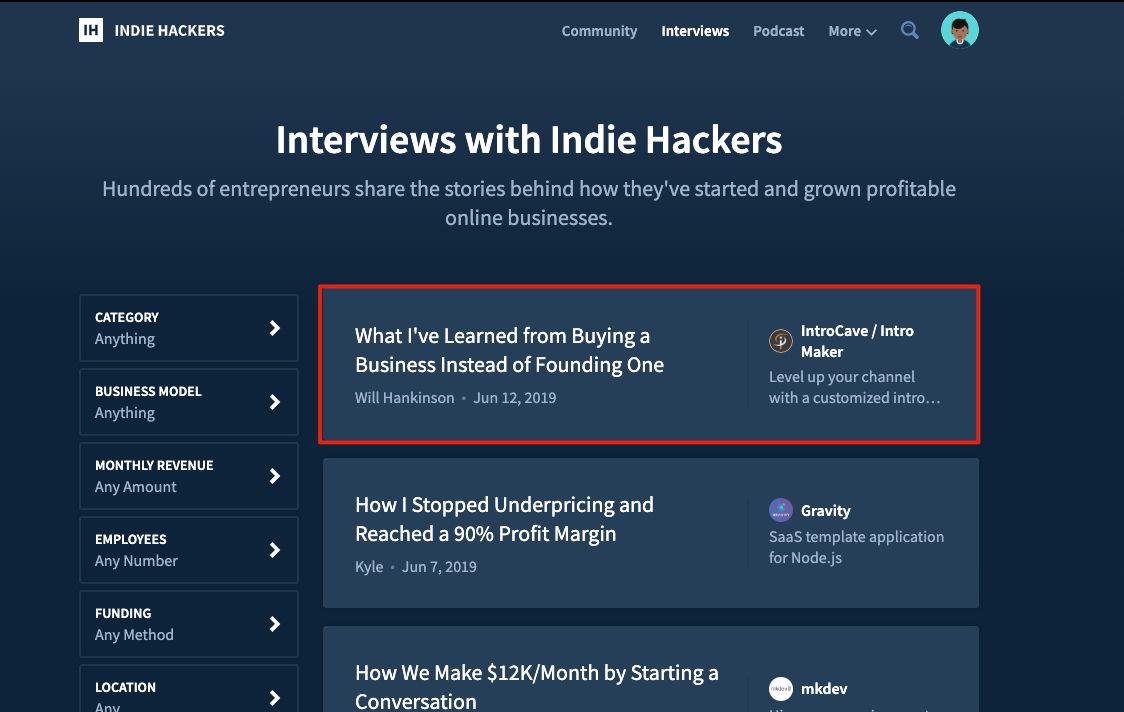Featured image of post 2019-6-13 总结 IndieHacker: IntroCave / Intro Maker